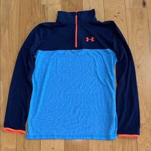 Boys XL Under Armour Navy & Blue Quarter-Zip Pullover with Orange Accents